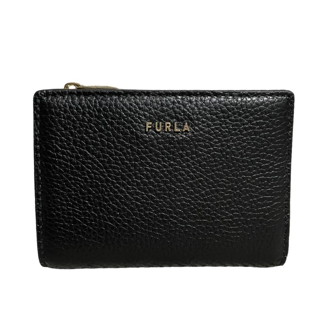 新品未使用　FURLA フルラ　折り財布　ブラック　レザー　二つ折り