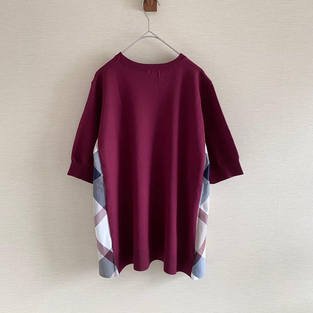 ブルーレーベルクレストブリッジ　ハイツイストレーヨンストレッチニット　ワイン