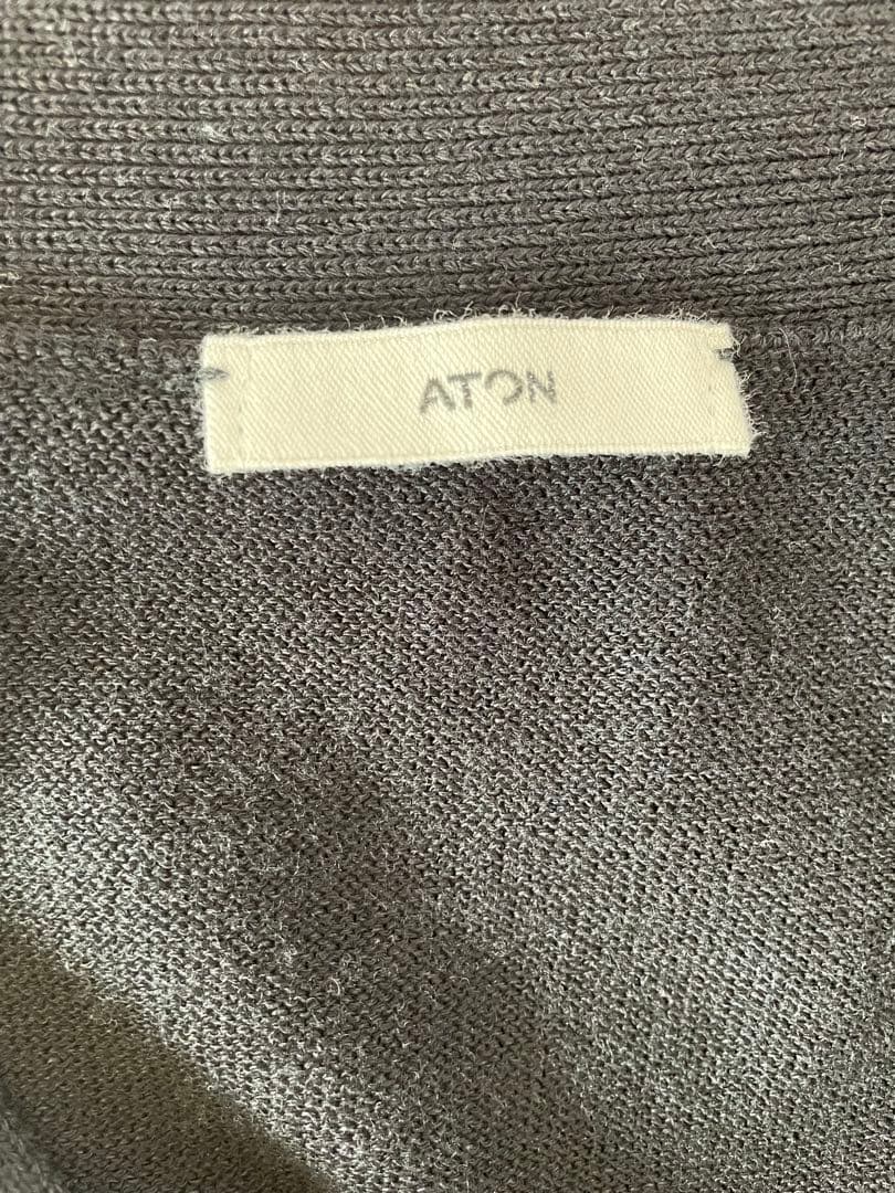 【ATON】Wool Washi Oversized Cardigan ブラック