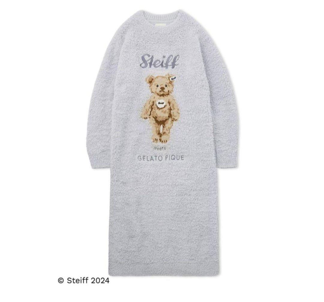 新品 ジェラピケ Steiff ワンピース ブルー ジェラートピケ