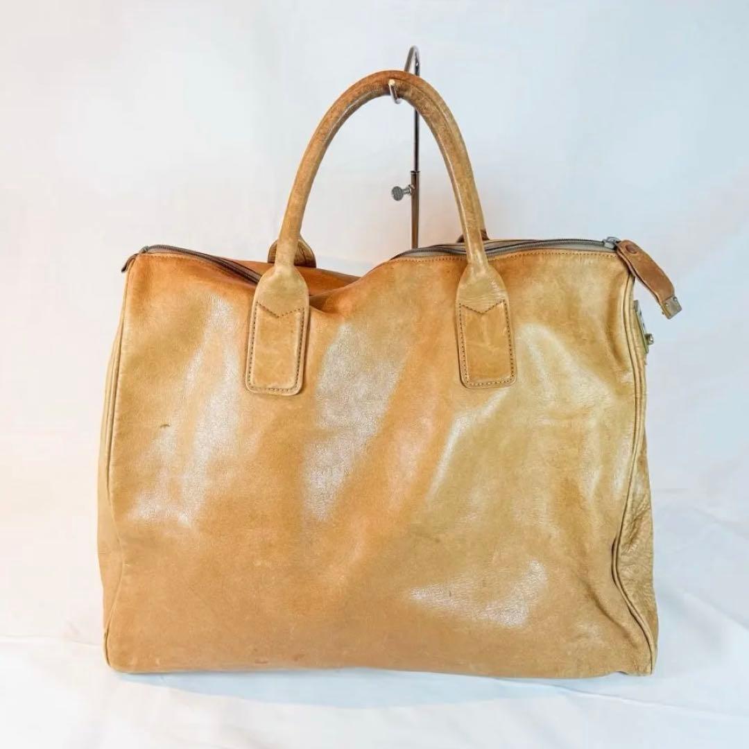 クロエ Chloé 本革 レザーボストンバッグ 大容量 ベージュ 鍵付 中古