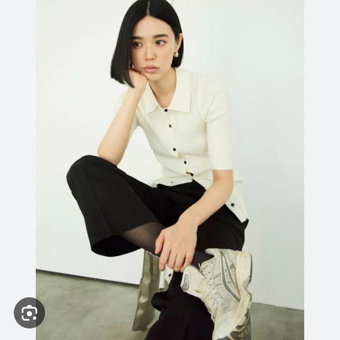 kiyoミースロエ　ランダムリブニットポロカーディガン　ブラック　ZARA