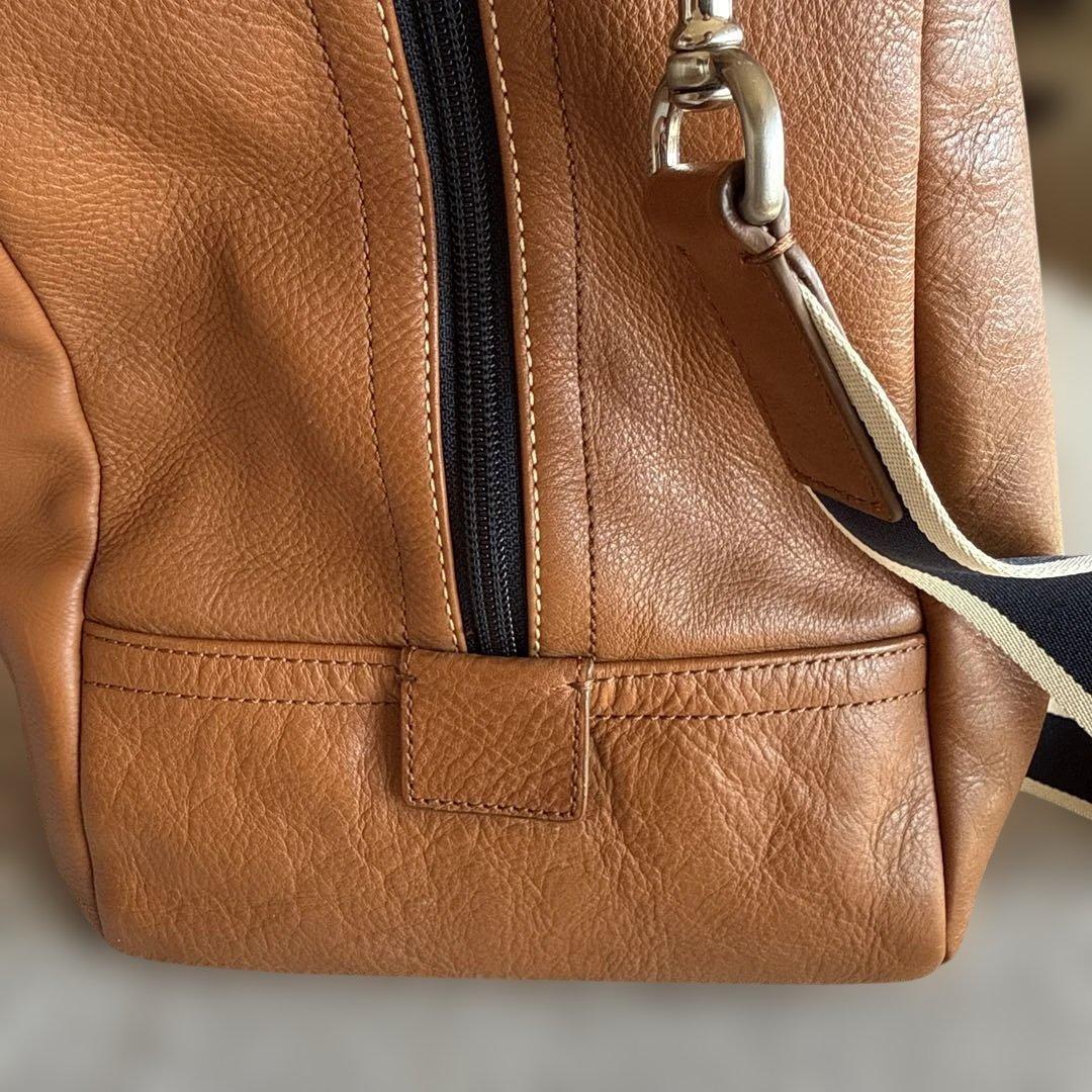 COACH コーチ ボストンバッグ レザー ブラウン×ネイビー
