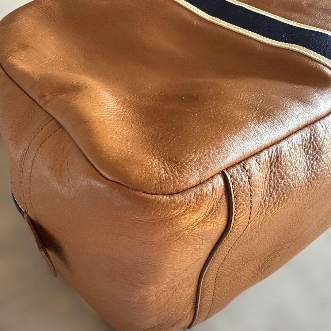 COACH コーチ ボストンバッグ レザー ブラウン×ネイビー