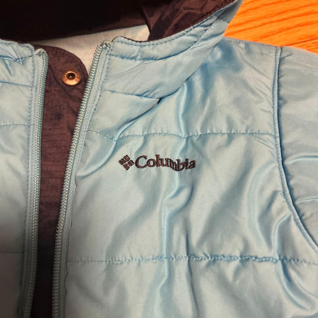 美品☆Columbia 子ども用スキーウェアセット 水色サイズ100リバーシブル