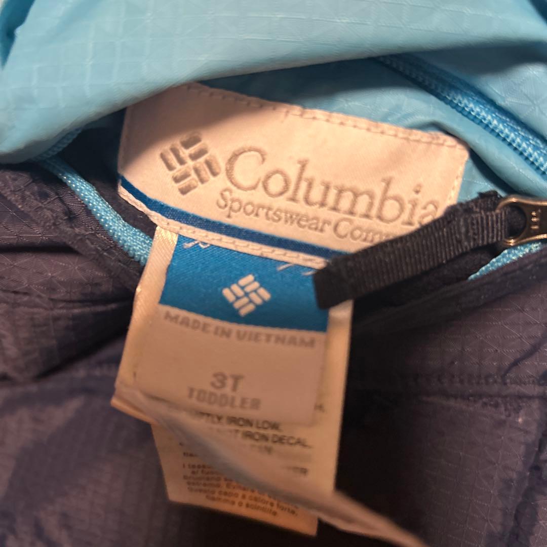 美品☆Columbia 子ども用スキーウェアセット 水色サイズ100リバーシブル