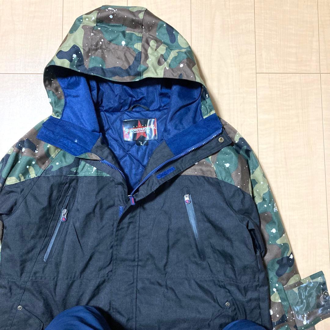 美品✨PONTAPES スノーボードウェア セットアップ 迷彩 カモフラ 上下