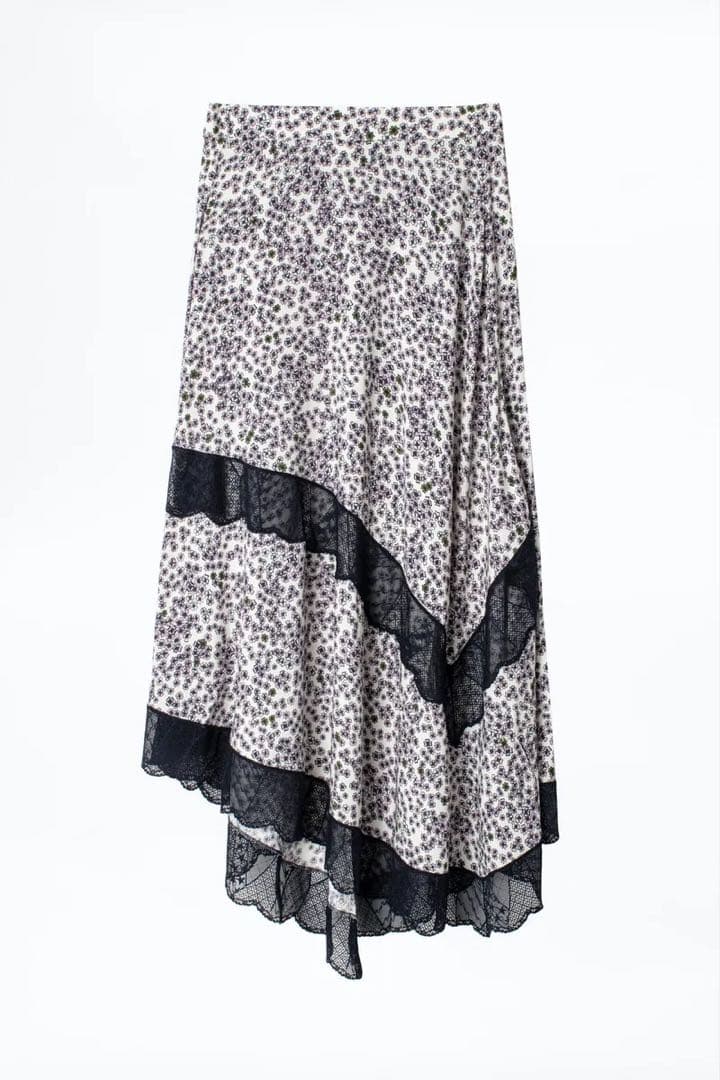 【美品】ZADIG&VOLTAIREジュリエットプリントロングスカート花柄レース