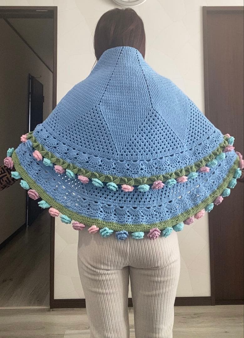 バラの花束ブランケット直径110cm，72本のバラ，ストール