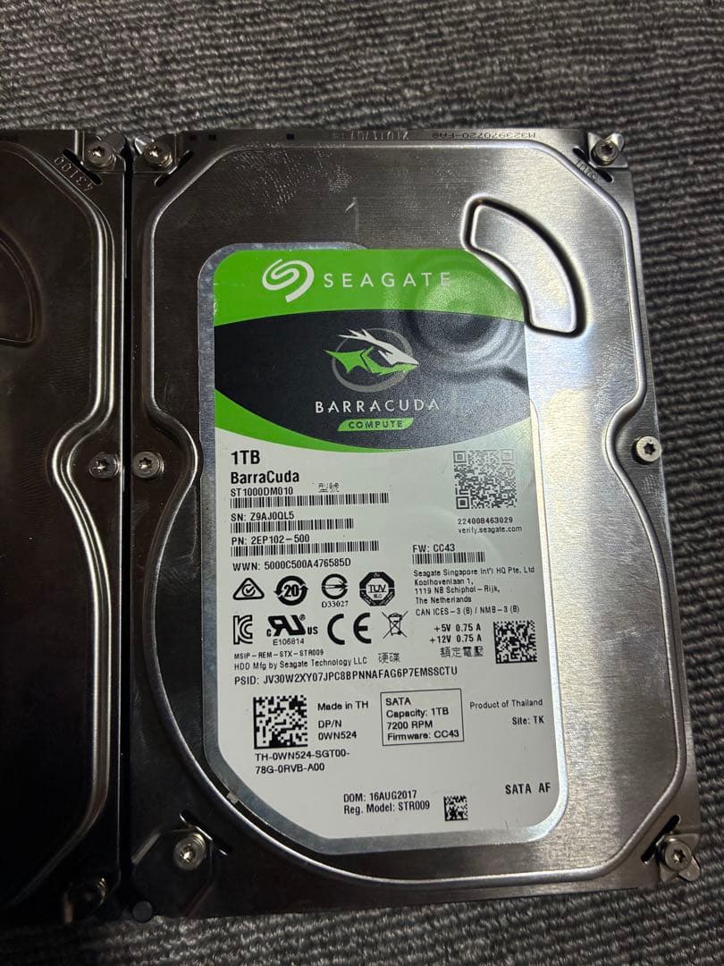 SEAGATE BarraCuda HDD 1TB 3個セット　フォーマット済み