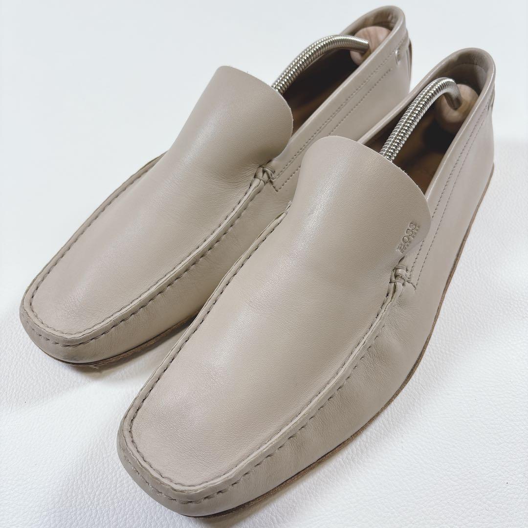 HUGO BOSS ドライビングシューズ モカシン レザー ベージュ 42