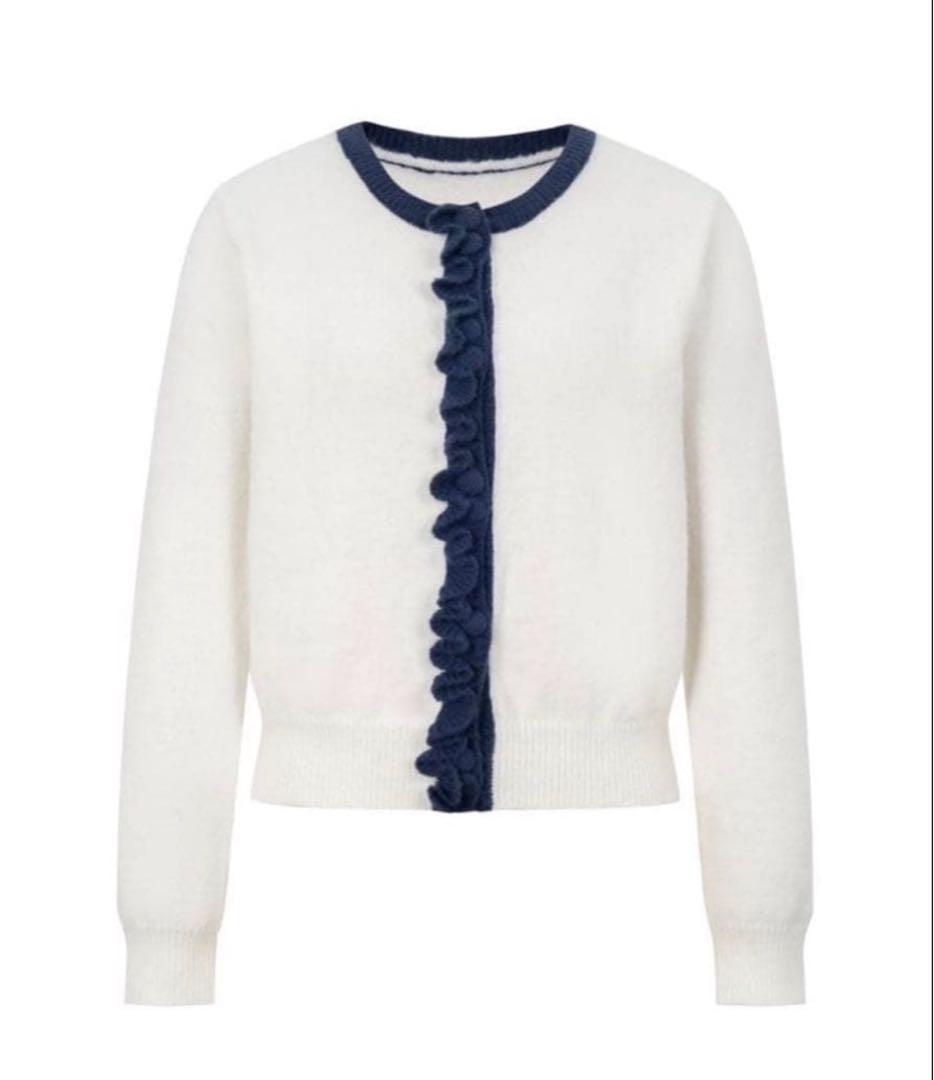 【新品】muguet bicolor frill knit cardigan