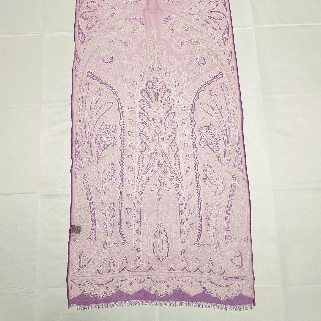 ETRO エトロ ストール シフォン ペイズリー柄 シルク パープル.