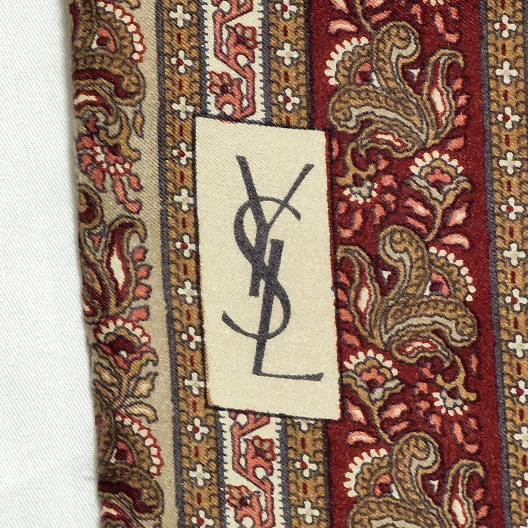 ★Yves Saint Laurent★ ストール メンズ ペイズリー ブラウン