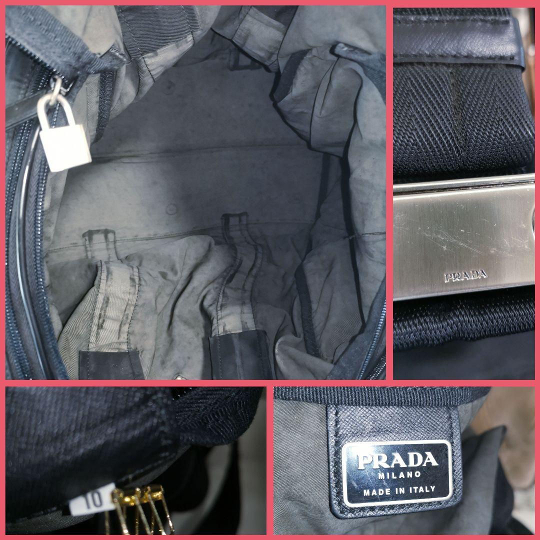 【美品】プラダPRADA 2wayサフィアーノボストンバッグ大3角プレート黒