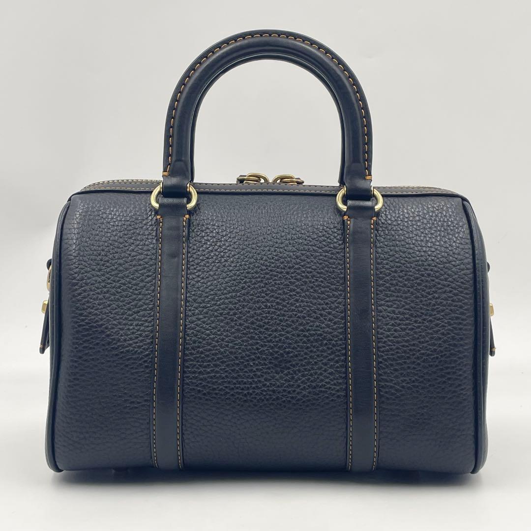 【美品】COACH ルビーサッチェル25 ナチュラルペブル ミニボストンバッグ黒
