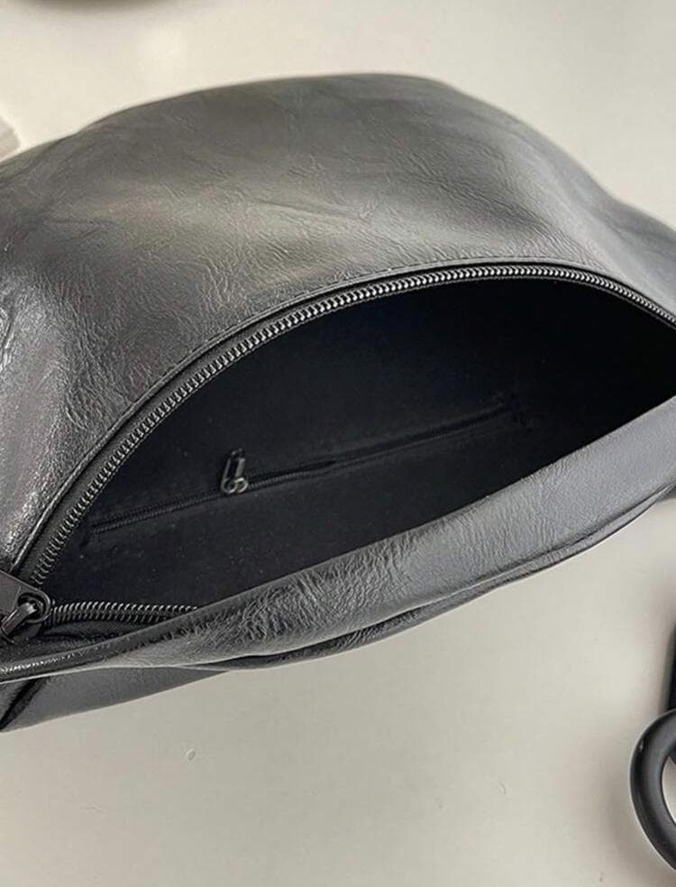 【おすすめ商品】レザーウエストバッグ　チェーン おしゃれ　ブラック