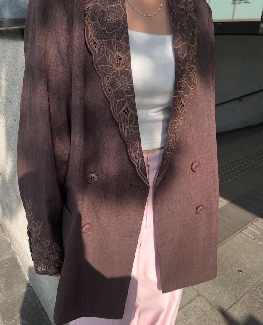ジャケット・アウター MEDI LACE EMBROIDERY COLLAR JACKET