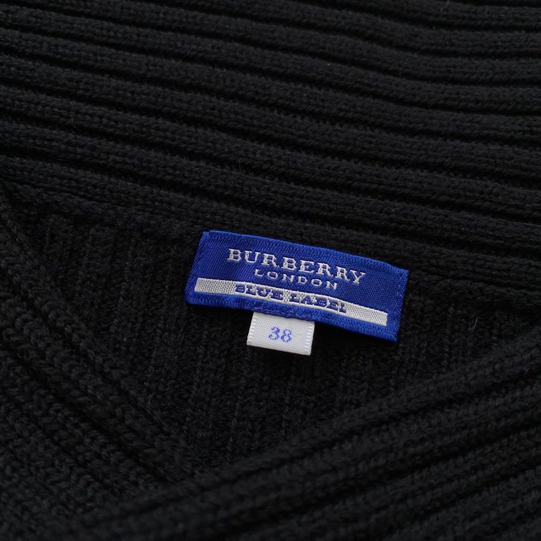 美品 BURBERRY バーバリーブルーレーベル オフショルダー ニット ロゴ