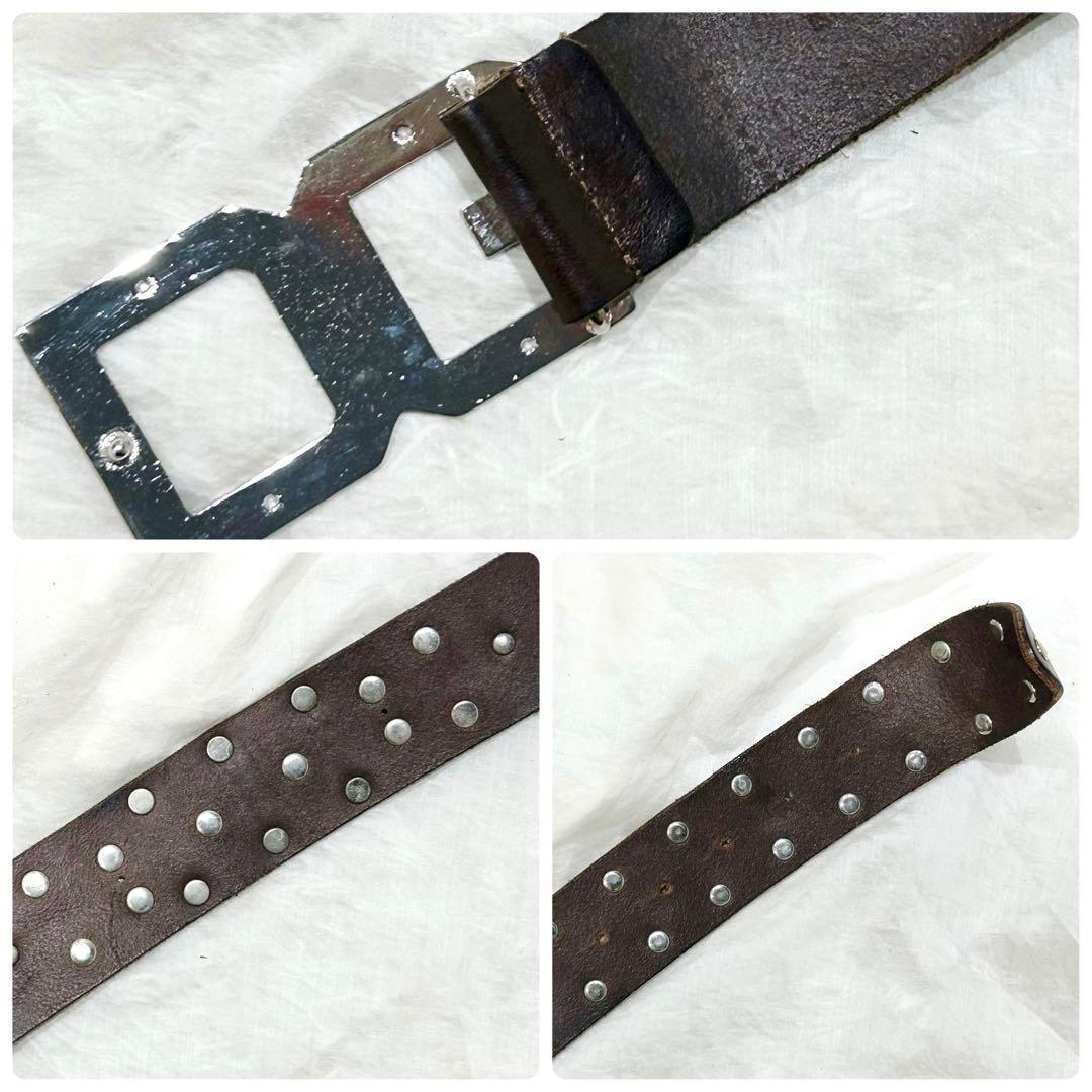 美品 希少✨ドルチェアンドガッバーナ デカロゴ ベルト シルバー レザー