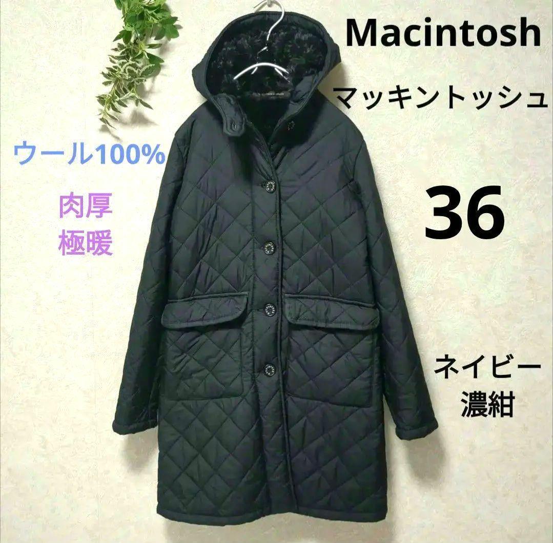 マッキントッシュ　キルティング　コート　ボア　ネイビー　濃紺　フード　36