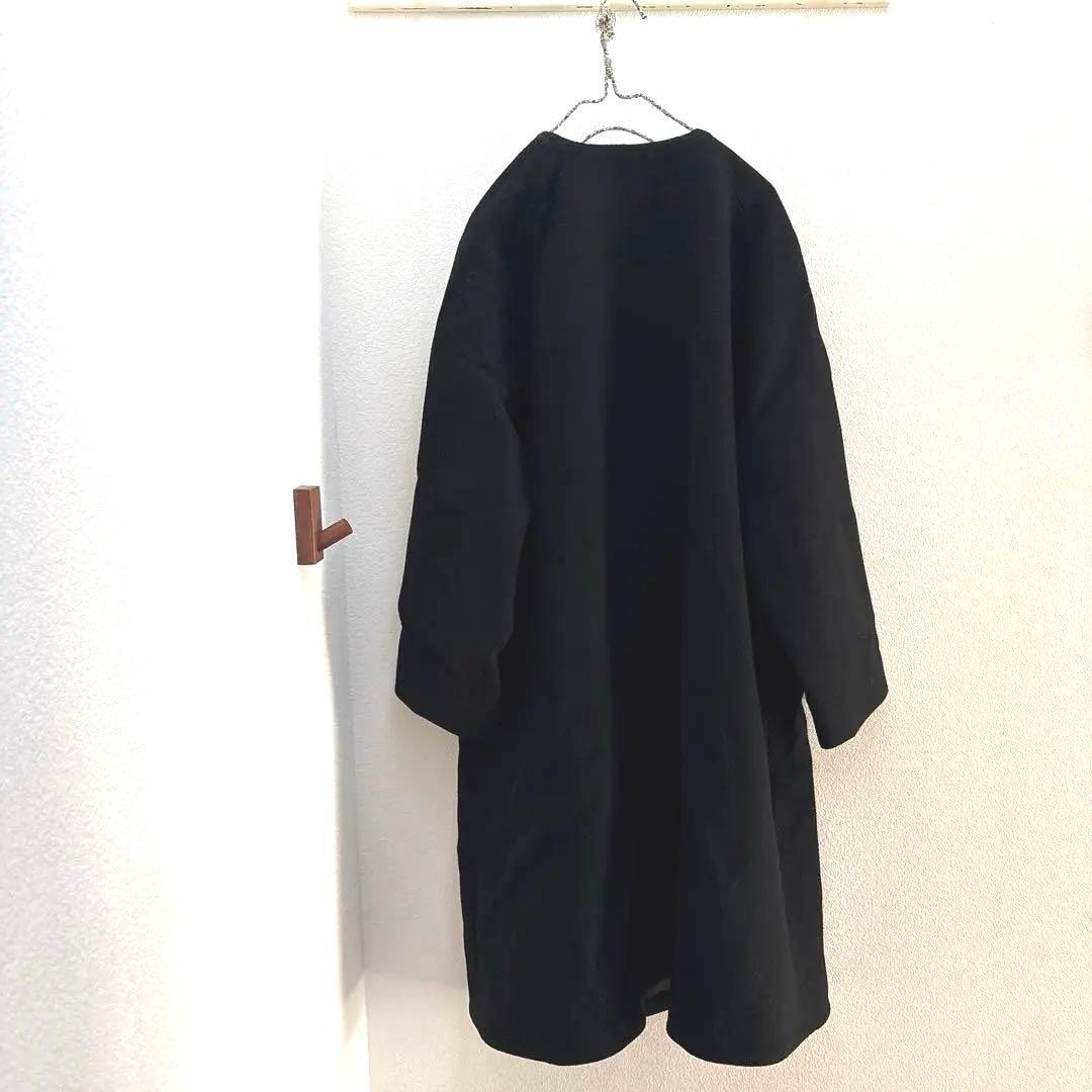 スローブイエナ　SLOBE IENA 黒Aライン　ノーカラーコート　38