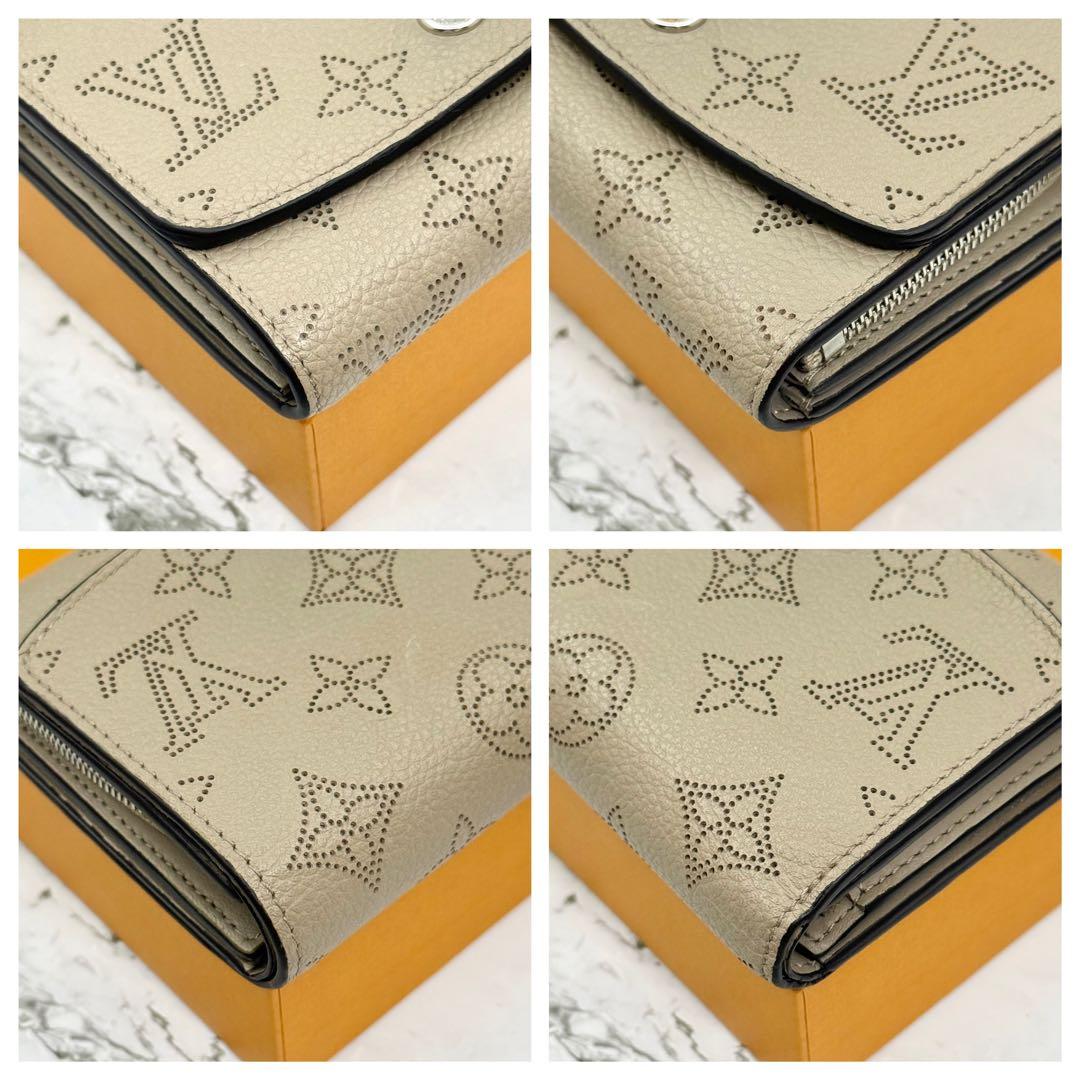【極美品】ルイヴィトン イリス コンパクト マヒナ 二つ折り財布 グレージュ