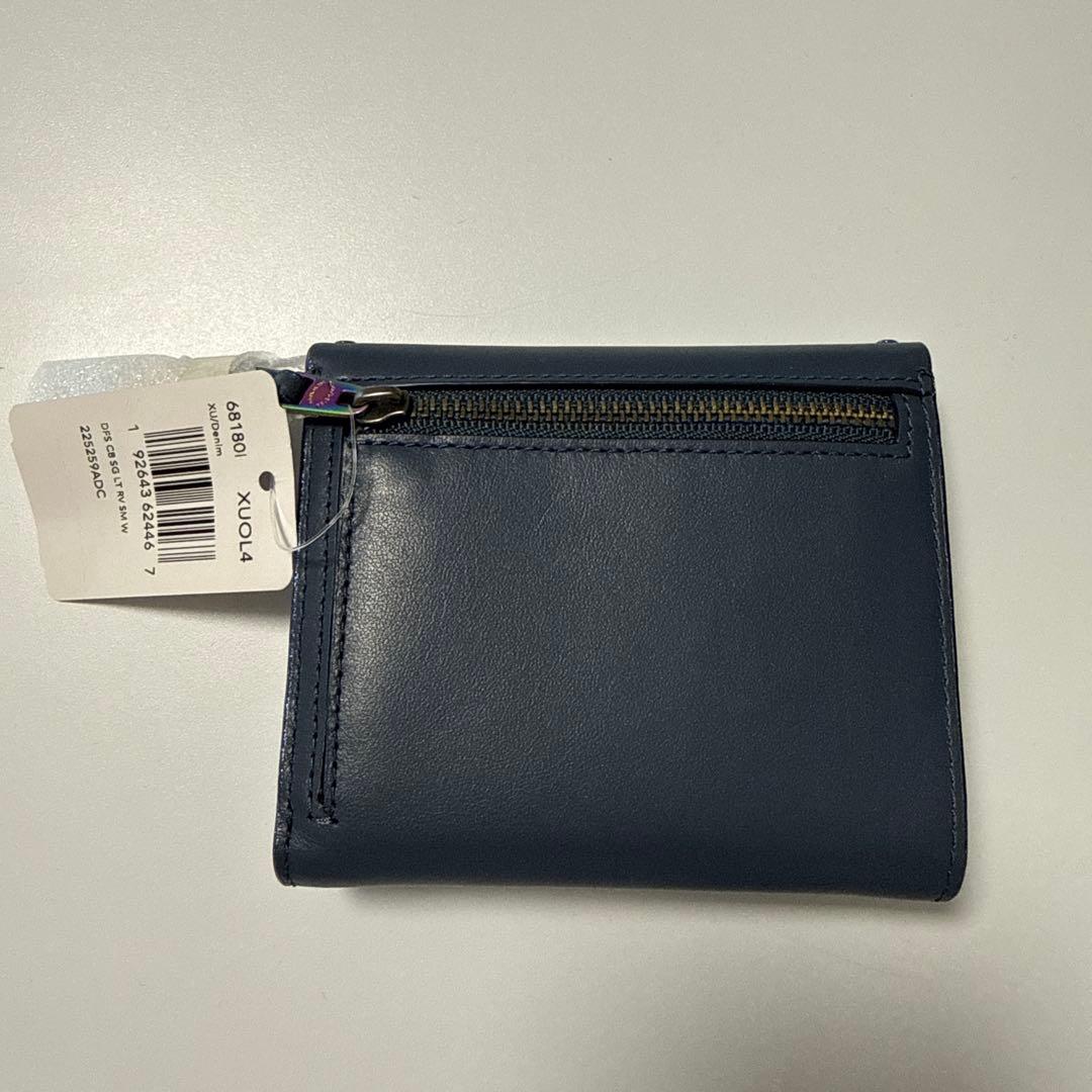 【新品未使用】 COACH 三つ折り財布 ネイビー/ライトブルー
