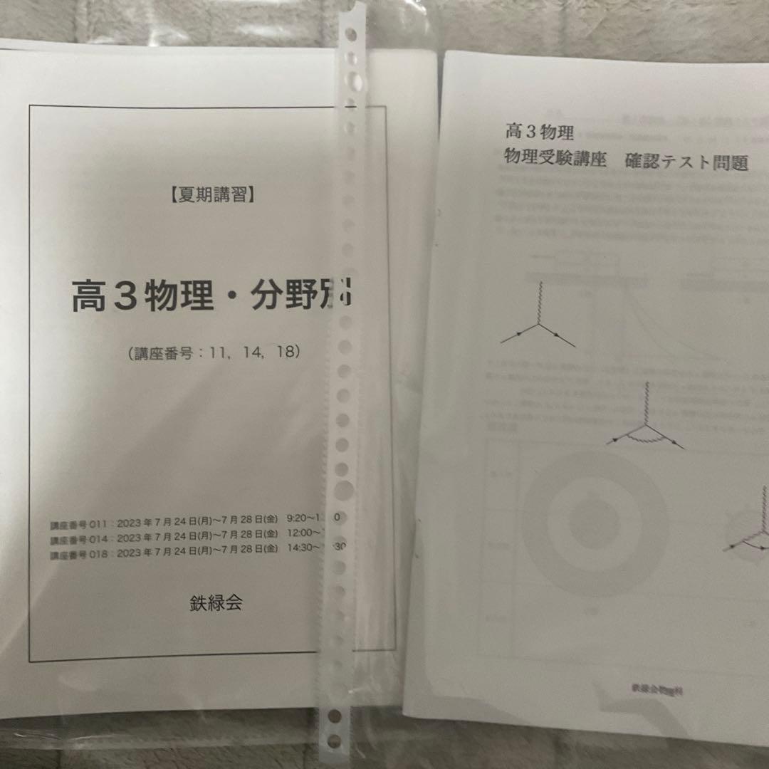【フルセット　独学可能】鉄緑会　高3 物理　発展・受験講座　6冊　プリント色々