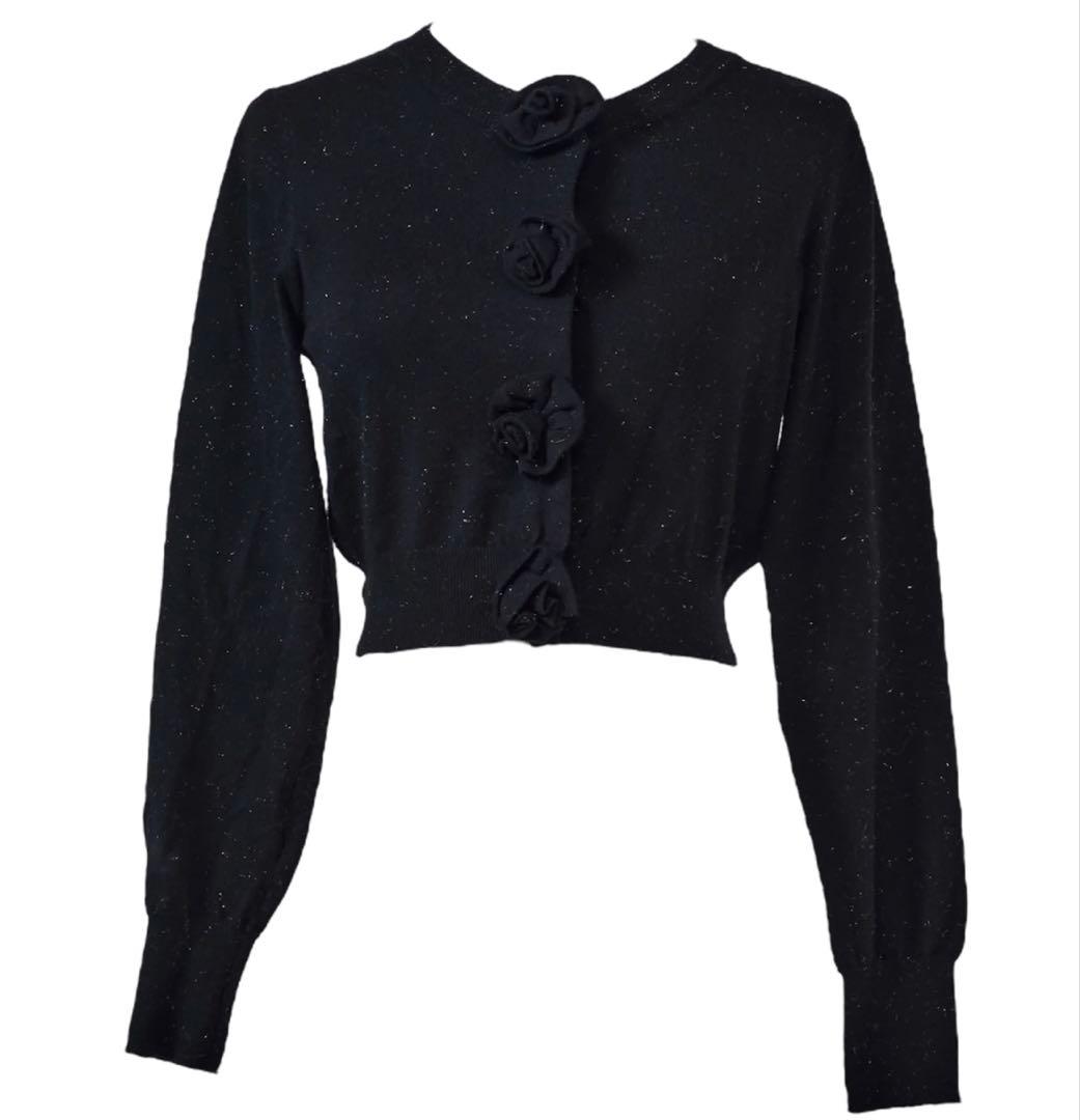rose motif lame knit cardigan ノベルティ バッグ
