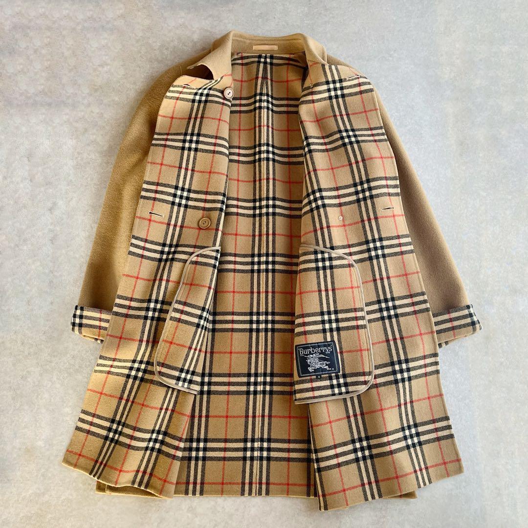 Burberrys カシミヤ混 ダブルフェイス ロングコート 9号 金ボタン