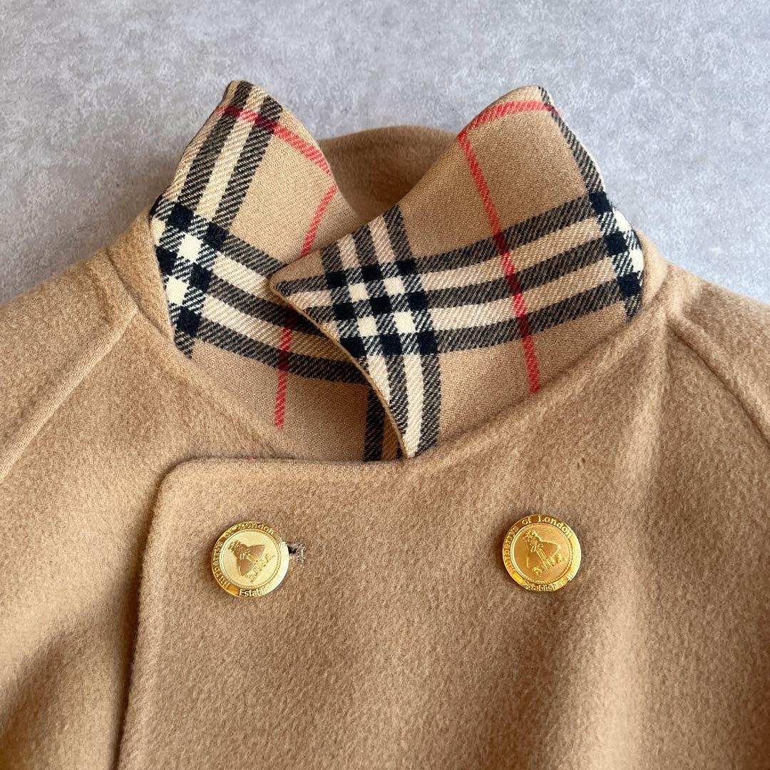 Burberrys カシミヤ混 ダブルフェイス ロングコート 9号 金ボタン