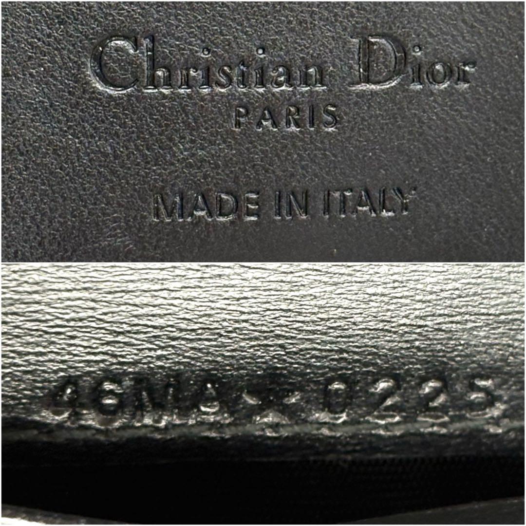 極美品◆DIOR 三つ折り財布 カナージュ レディディオール チャーム ブラック