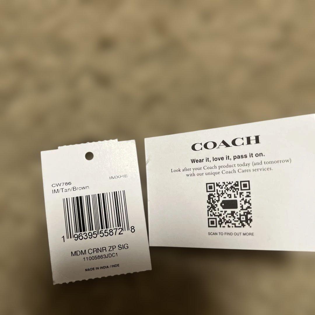 【新品】COACHミディアムコーナージップウォレット・シグネチャーキャンパス