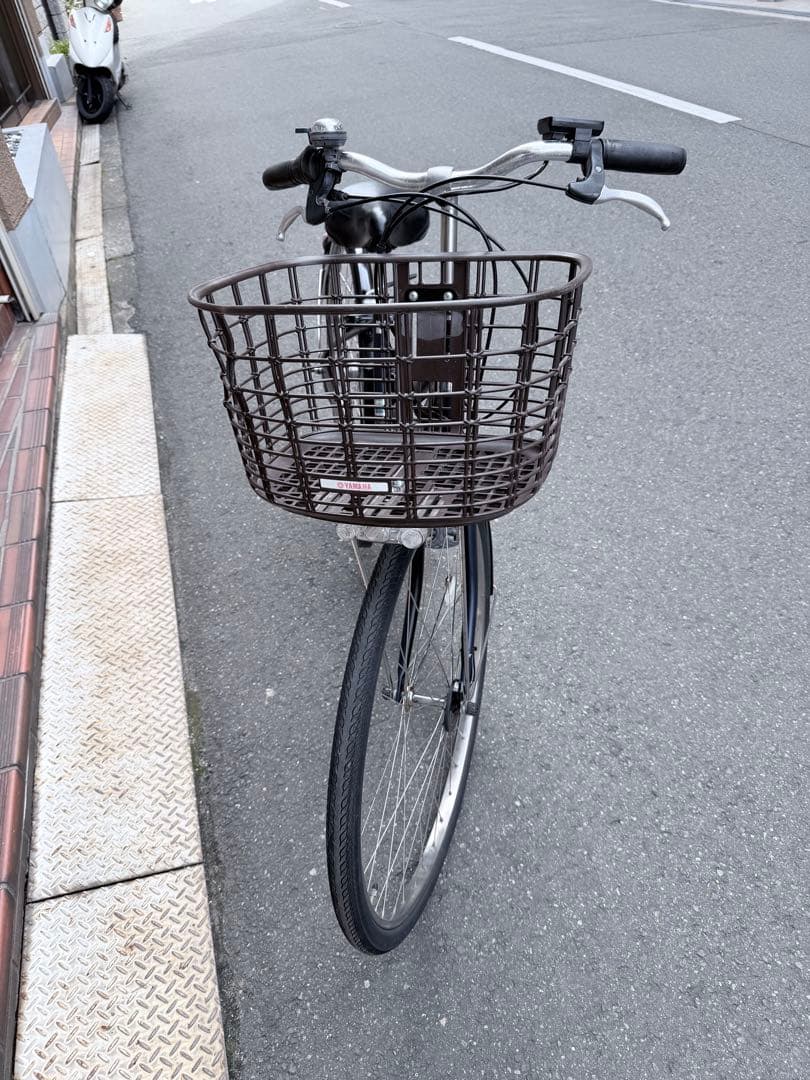 大阪府　ヤマハ　電動アシスト自転車 ネイビー 前バスケット付き
