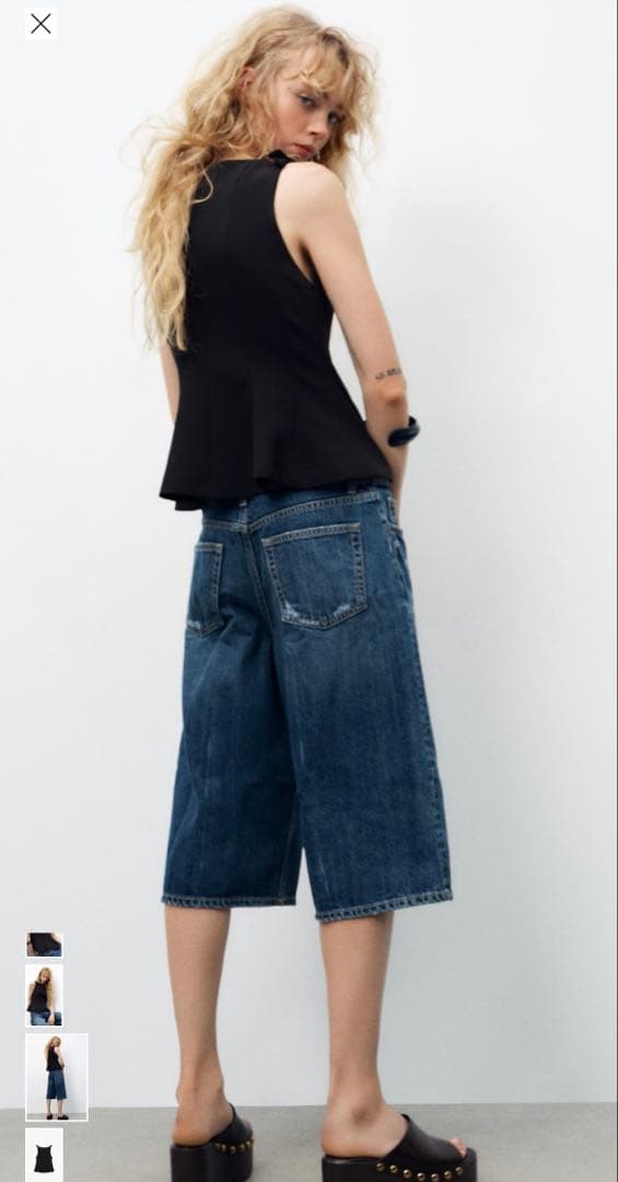 zara ペプラムリボントップス