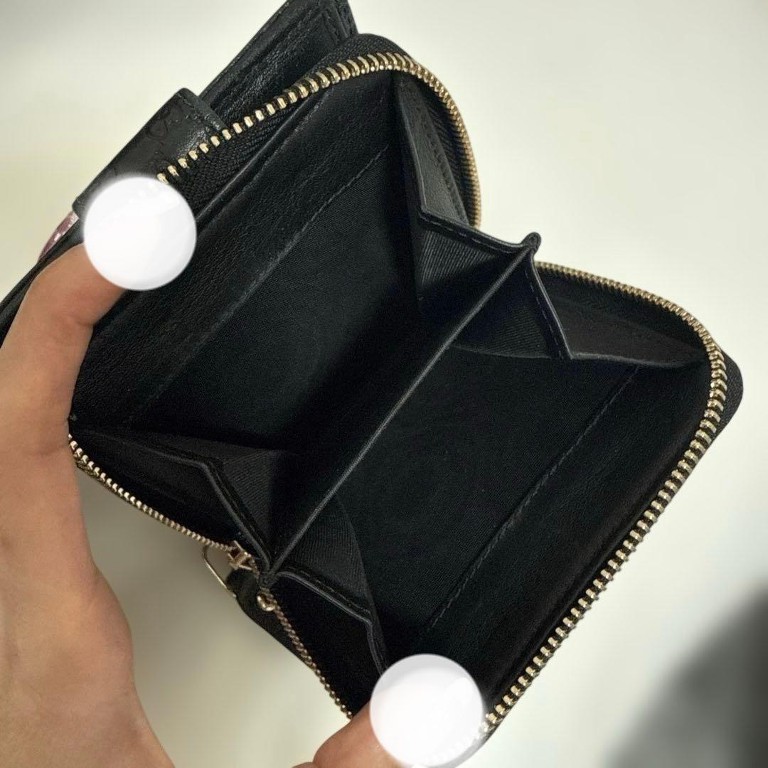 【美品】GUCCI 二つ折り 財布 マイクロ グッチシマ GG柄 レザー 黒色