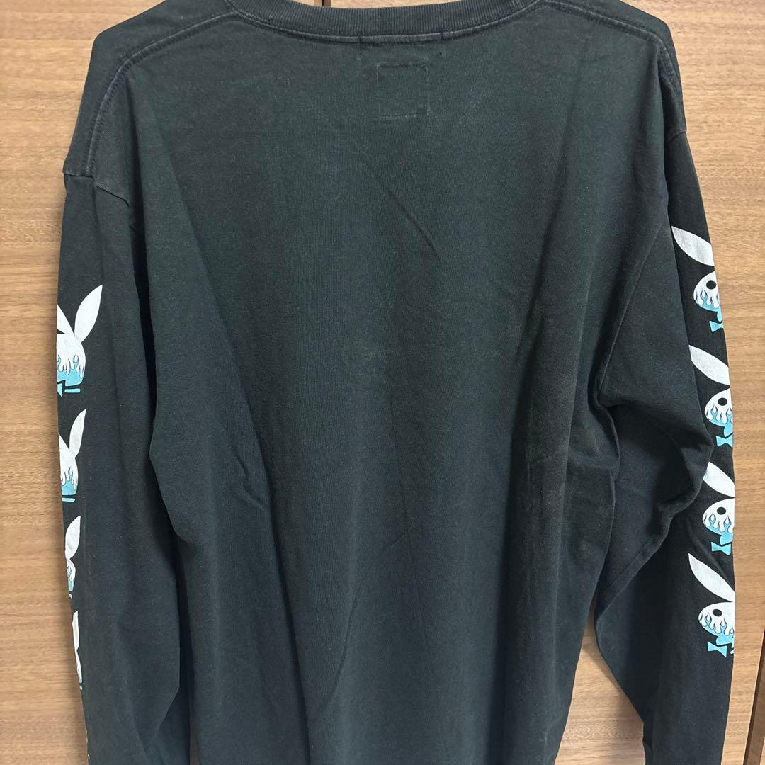 ヴィンテージプレイボーイLS/TシャツL希少コラボ　フレイムパターン山田蓮　黒