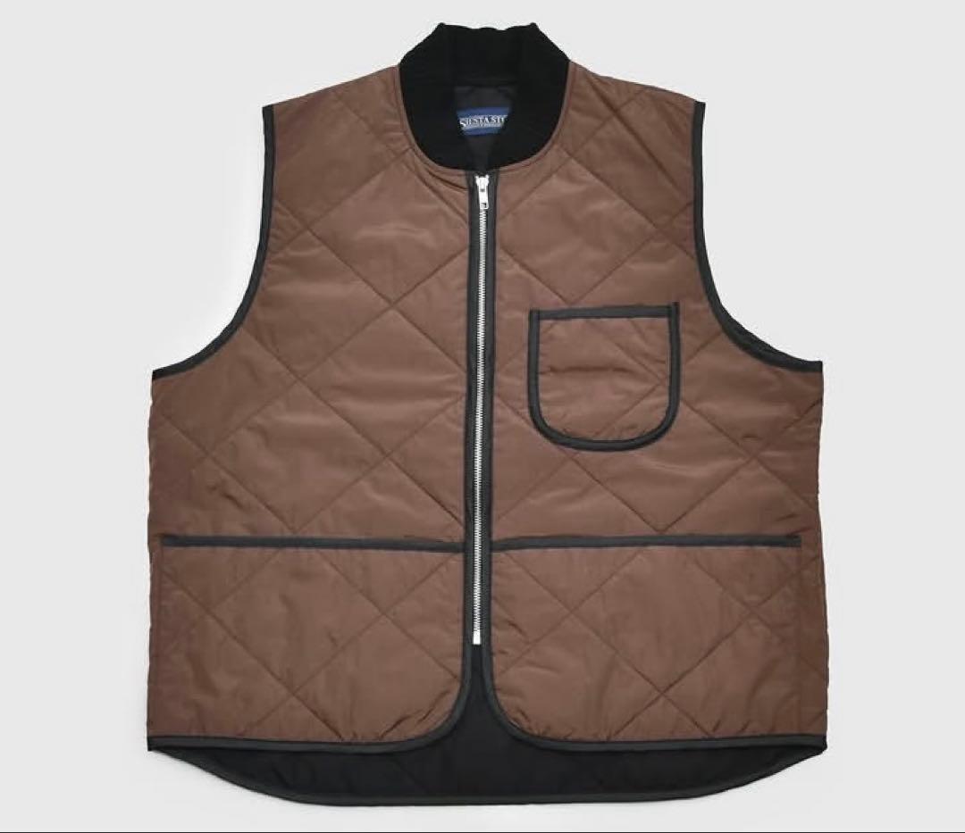 Siesta store QUILTED NYLON VEST/Lブラウン