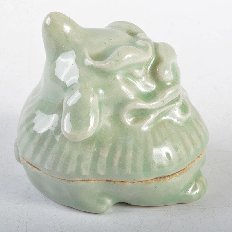 茶道具　青磁　獅子香合　時代箱付　V　R4534