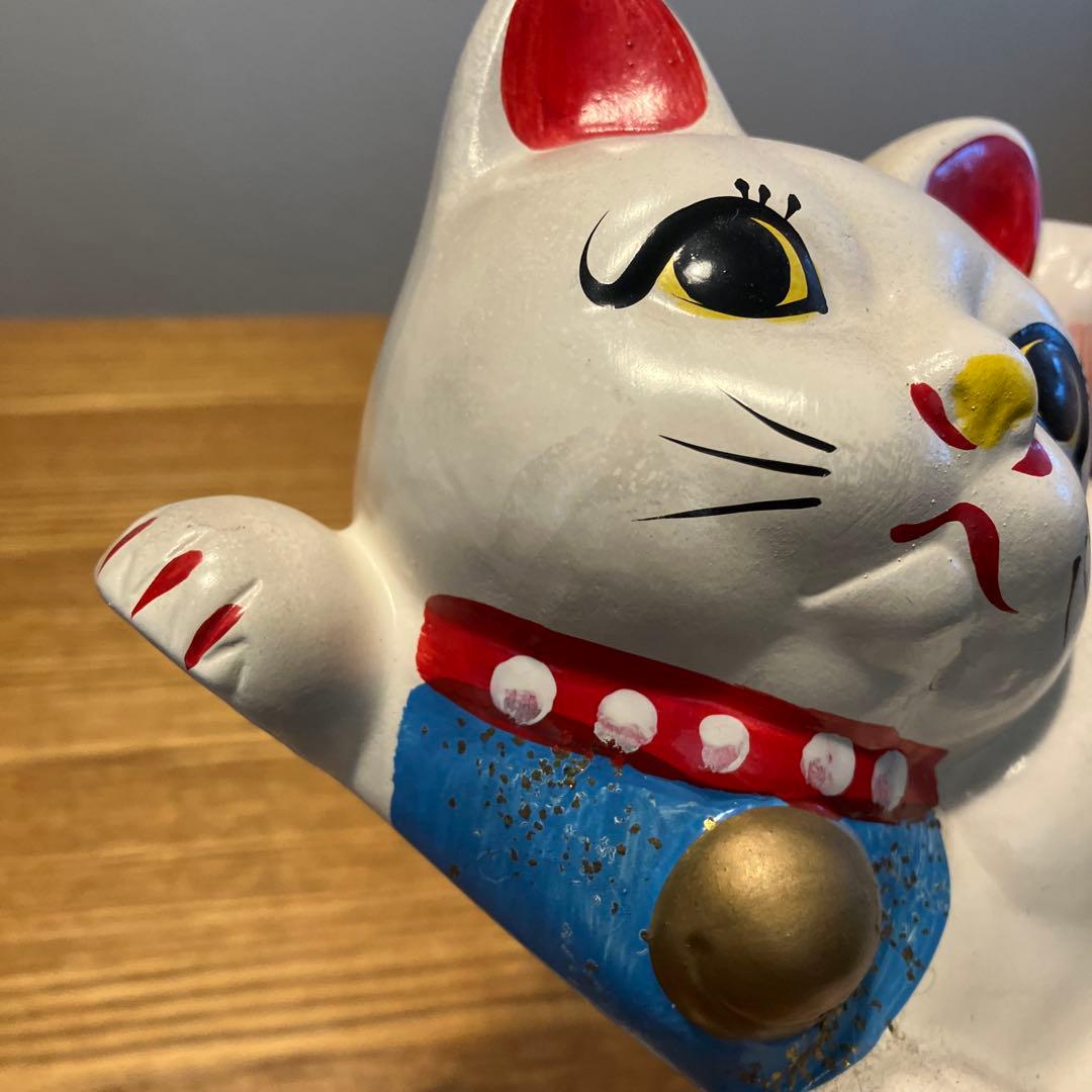 珍品　アンティーク　昭和レトロ　横向き招き猫　貯金箱