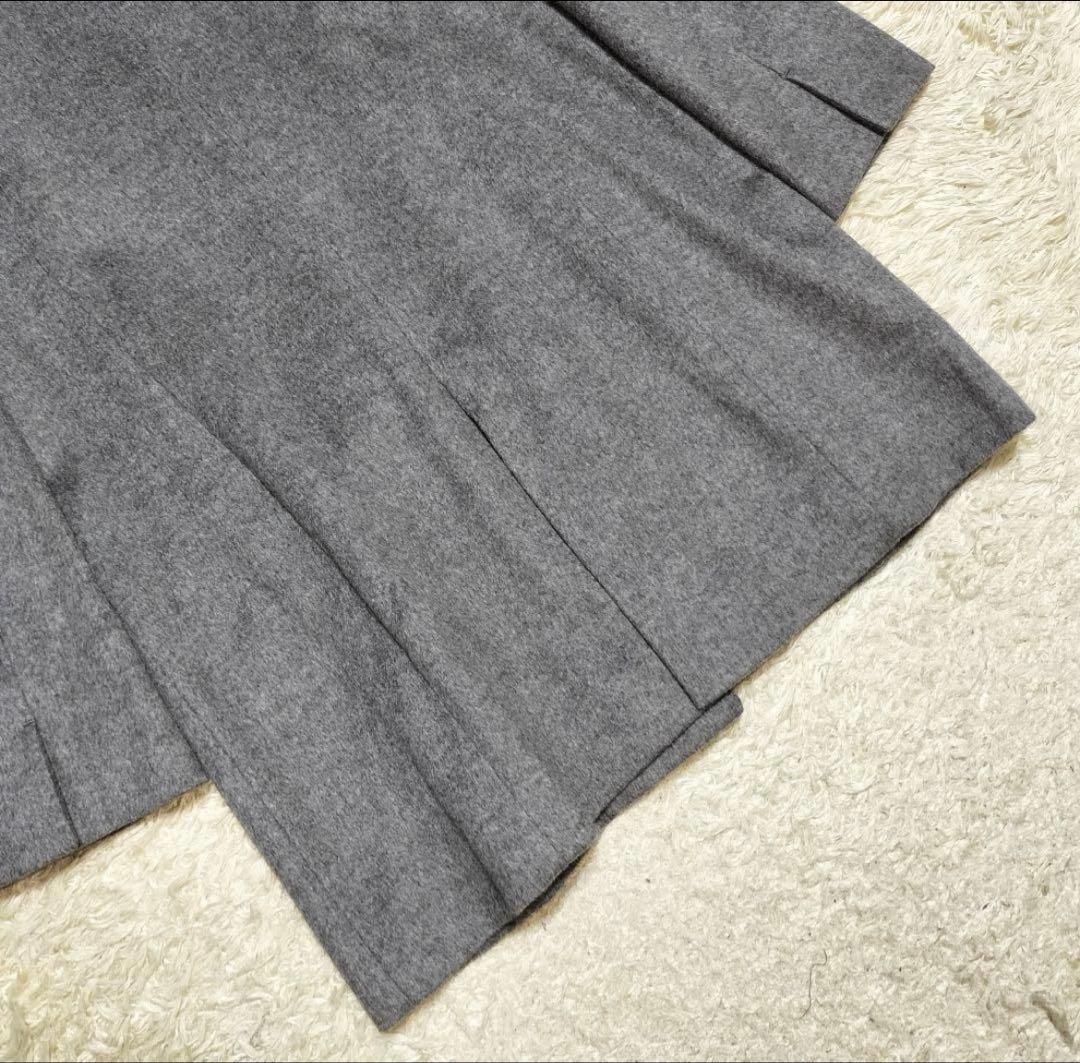 【美品】23区 スタンドカラーコート カシミヤ100% グレー 比翼 38