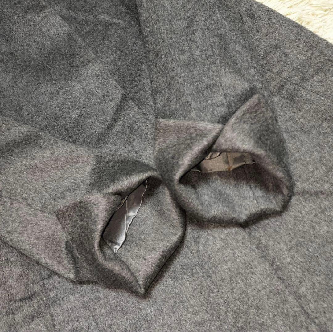 【美品】23区 スタンドカラーコート カシミヤ100% グレー 比翼 38