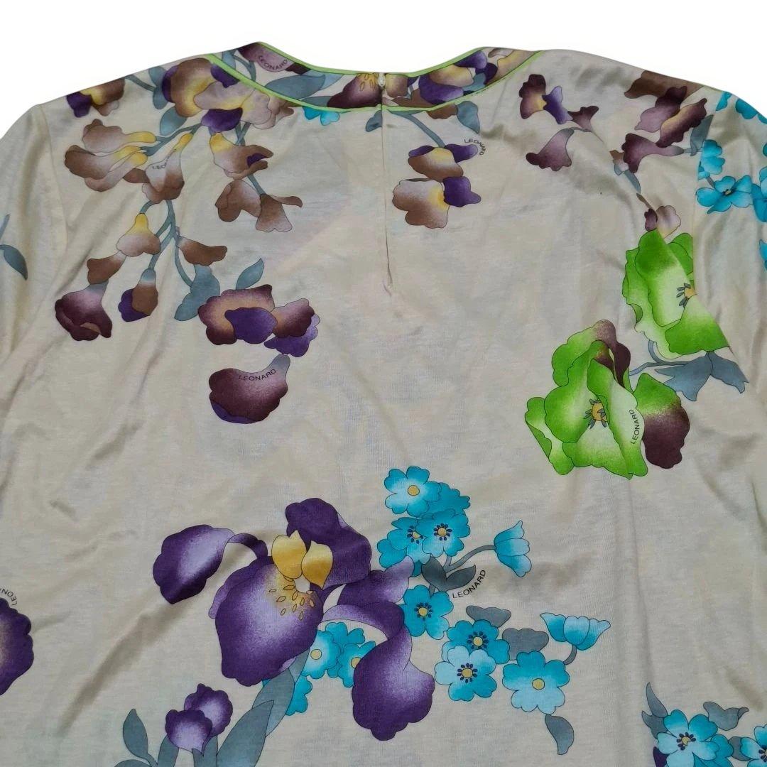 タグ付き　レオナール 花柄 カットソー M ベージュ Tシャツ トリム 和柄 L