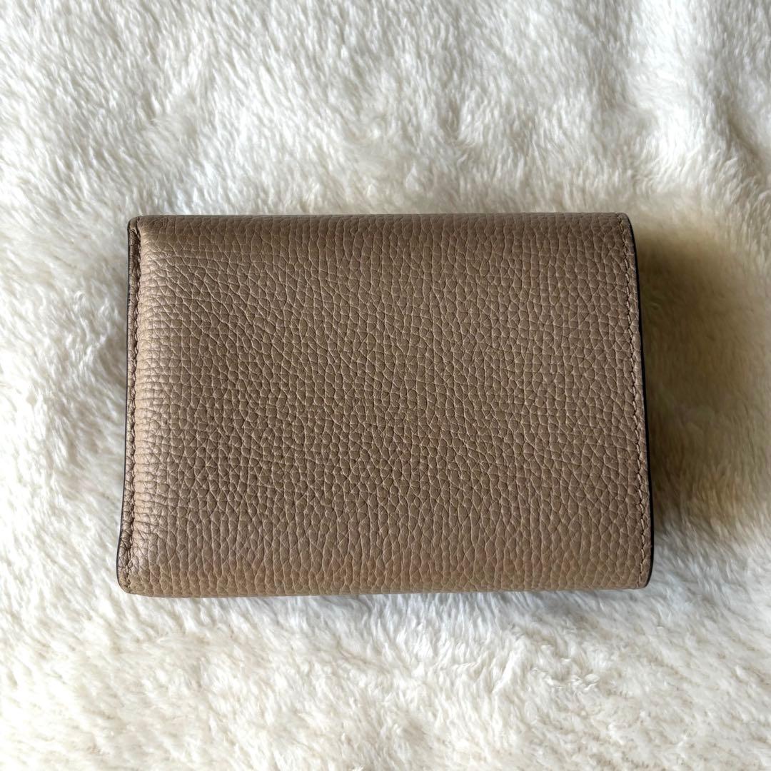 【美品】LOEWE アナグラム トライフォールド 三つ折り サンド 付属品あり