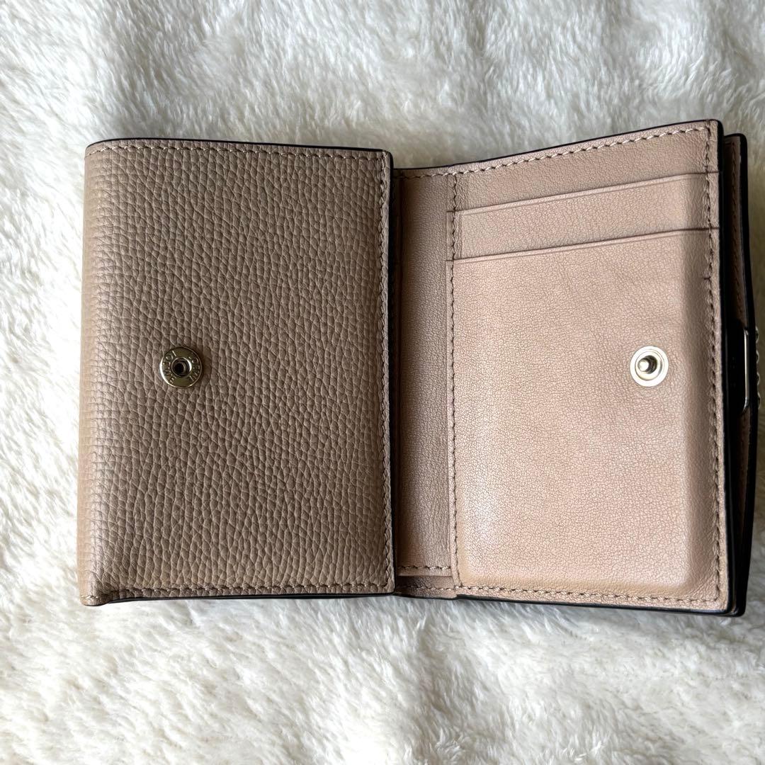 【美品】LOEWE アナグラム トライフォールド 三つ折り サンド 付属品あり