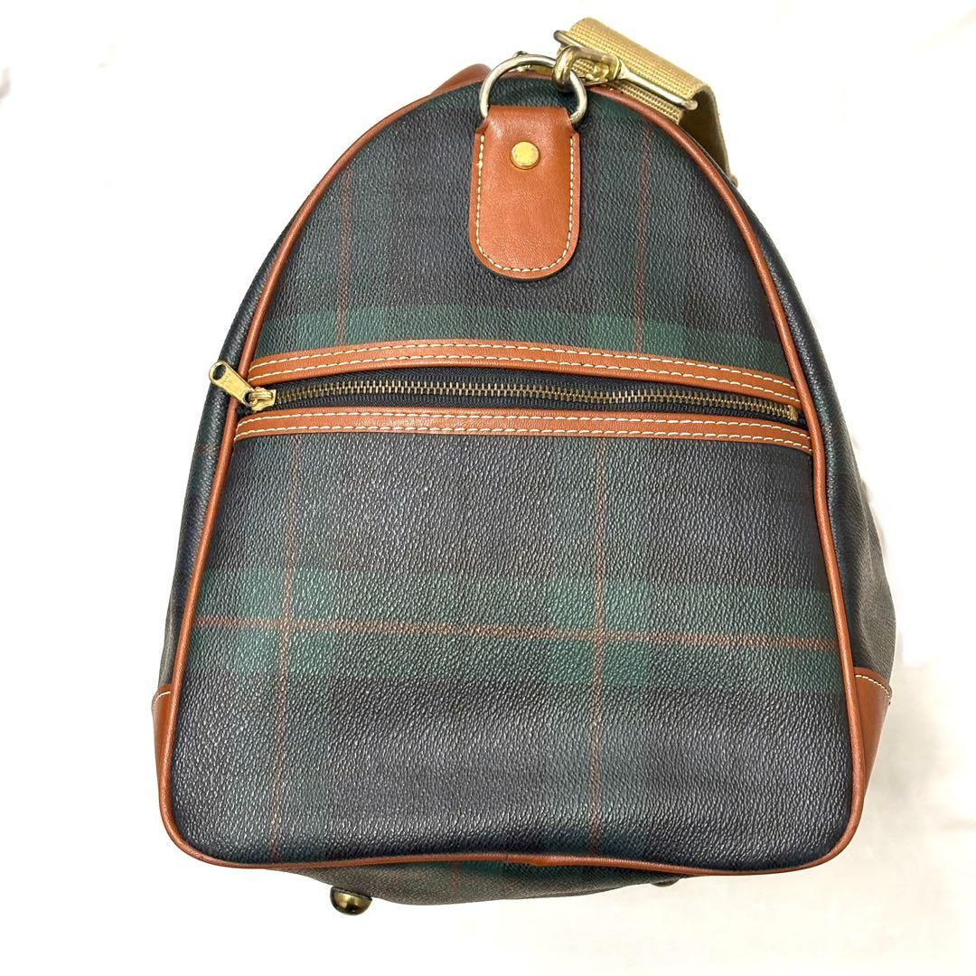 美品 ポロ マレット Polo mallet ボストンバッグ チェック グリーン