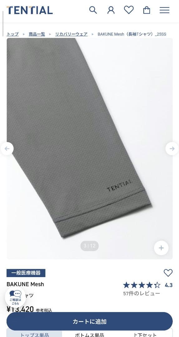 【当日発送可】TENTIAL BAKUNE メッシュ長袖Tシャツ XLサイズ