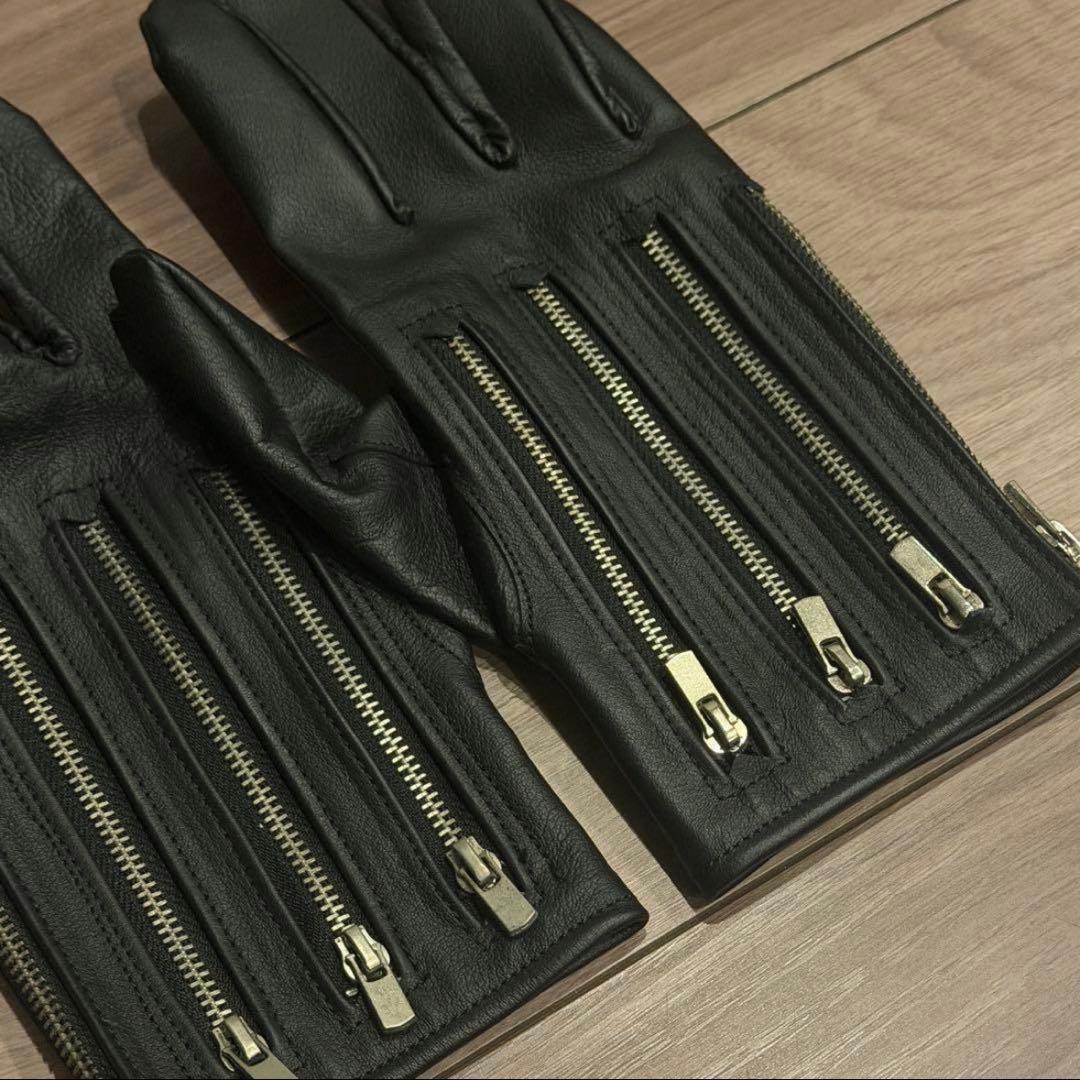 レザーグローブ　ジップデザイン　darkwear