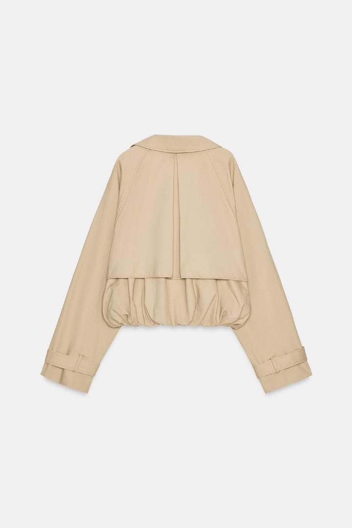【新品】 ZARA ショートバルーントレンチコート コムギ色 M